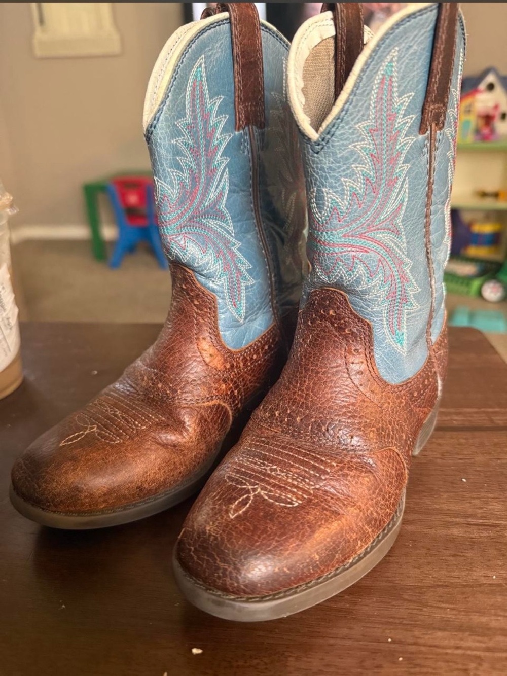 Ariat Kids Brown & Light Blue Western Cowboy Boots